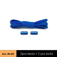 Load image into Gallery viewer, 1Pair Metal Lock Shoelaces Round Elastic Shoe Laces Special No Tie Shoelace for Men Women Lacing Rubber Zapatillas 23 Colors
