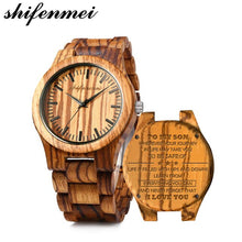 Load image into Gallery viewer, shifenmei Men Watches for Husband Boyfriend Love Dad Personalized Engraved Wood Watch for Ladies Women Quartz Wristwatches
