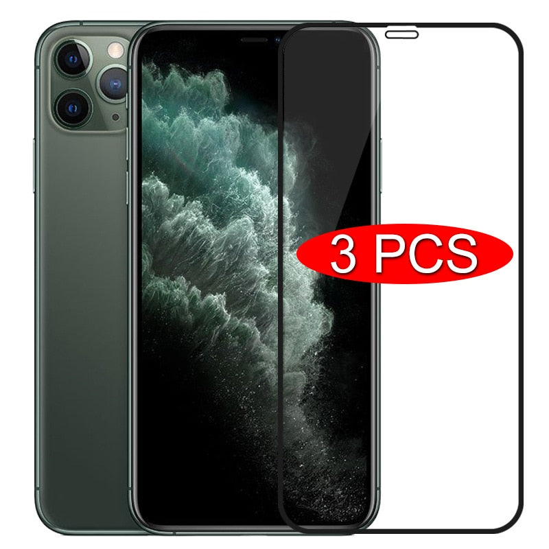 3PCS Full Cover Protective Glass On For iPhone 11 7 8 6 6s Plus SE 2020 Screen Protector For iPhone X XR XS 11 12 Pro Max Glass