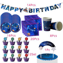 Load image into Gallery viewer, Outer Space Galaxy Party Decor Disposable Tableware Set Solar Planet Party Paper Cup/Napkin/Plates Kids Happy Birthday Gifts
