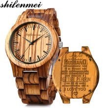 Load image into Gallery viewer, Shifenmei Wooden Watch Personalized Engraved Men Watches 2020 Luxury Brand Custom Wristwatch Wood Watch Male Relogio Masculino
