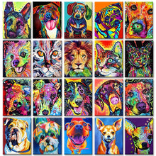 Load image into Gallery viewer, SDOYUNO 40x50cm Pop Style Frameless DIY Painting By Numbers Colorful Dog Pictures By Numbers On Canvas Animals Home Decoration
