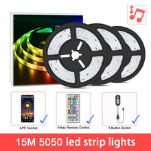 Load image into Gallery viewer, LED Light Strip, Music Sync, 44 key remote control, bluetooth phone app Control for Party tv Christmas decorations
