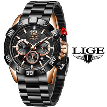 Load image into Gallery viewer, LIGE 2021 New Fashion Blue Mens Watches Top Brand Luxury Clock Sports Chronograph Waterproof Quartz Watch Men Relogio Masculino
