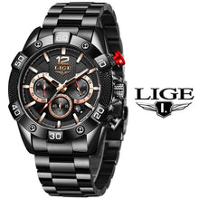 Load image into Gallery viewer, LIGE 2021 New Fashion Blue Mens Watches Top Brand Luxury Clock Sports Chronograph Waterproof Quartz Watch Men Relogio Masculino
