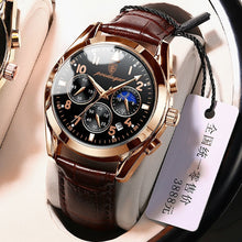 Load image into Gallery viewer, POEDAGAR Men Watches 2021 New Fashion Leather Waterproof Luminous Top Brand Luxury Mens Quartz Wristwatch Relogio Masculino
