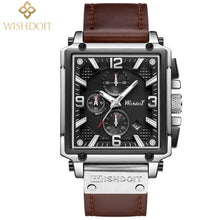 Load image into Gallery viewer, 2021 New Fashion Waterproof Men&#39;s Watch Top Brand Luxury Leather Square Large Dial Sports Quartz Chronograph Relogio Masculi
