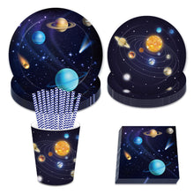 Load image into Gallery viewer, New Space Planet party Plate Napkins cups Tableware stars party for Astronaut Happy Birthday Party Supplies Universe Decorations
