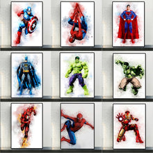 Load image into Gallery viewer, Marvel Superhero Canvas Painting Spider-Man Iron Man Hulk Batman Art Wall Prints Poster Prints Home Decor Kid Room Decor Picture

