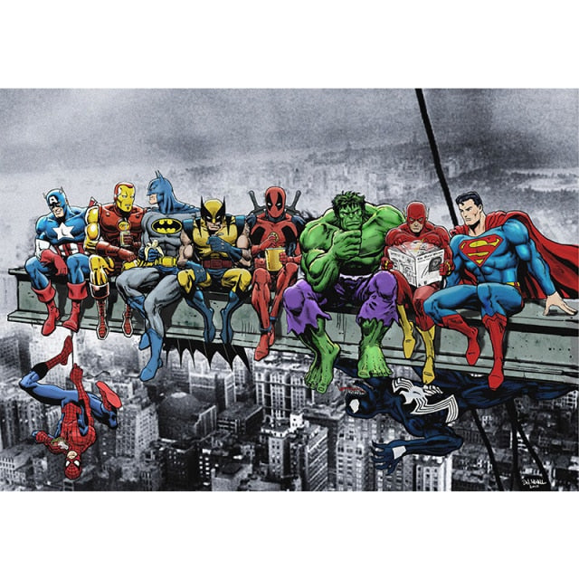 Superhero Canvas Painting Animation Comics Marvel Poster Prints Hulk Captain America Superman Home Wall Art Kids Birthday Gift