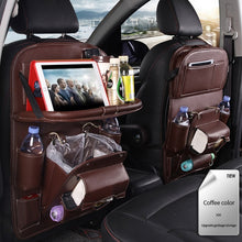 Load image into Gallery viewer, Pu Leather Car Seat Back Organizer Tray Travel Car Storage Organizer Pad Bag With Foldable Table Car Trash Can Auto Accessories
