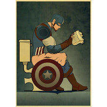 Load image into Gallery viewer, Marvel Avengers Spoofed Superheroes Print Posters In The Toilets Funny Hero Kids Room Decoration Wall Art Canvas Painting Cuadro
