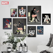 Load image into Gallery viewer, Marvel Poster Avengers Funny Spiderman Iron Man Captain America Superhero Action Figure Canvas Painting Prints Home Decor Kid
