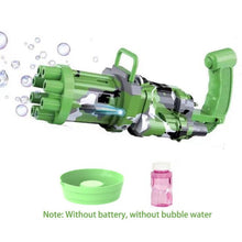 Load image into Gallery viewer, 2-in-1 Electric Bubble Machine Black Gold Gold Gatling Bubble Gun Children Automatic Bubble Blowing Toy Gun Fan Combo Function

