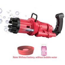Load image into Gallery viewer, 2-in-1 Electric Bubble Machine Black Gold Gold Gatling Bubble Gun Children Automatic Bubble Blowing Toy Gun Fan Combo Function
