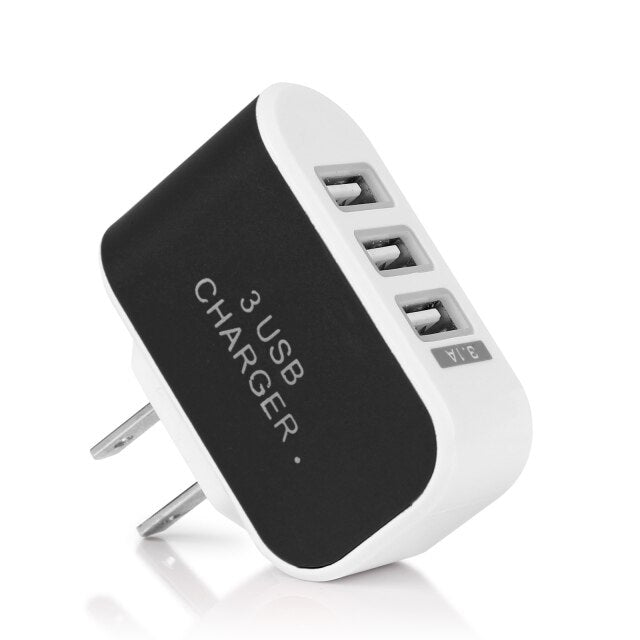 FORNORM Micro USB Charger 3 USB Port Charging Adapter HUB EU US Plug For Samsung Charger For iPhone and All Smart Phone