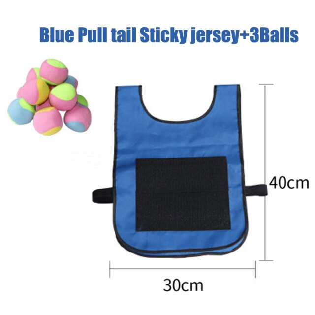 Kids Outdoor Sport Game Props Vest Catching Tail Sticky Jersey Game with Sticky Ball Throwing Toys for Children Sports Toy