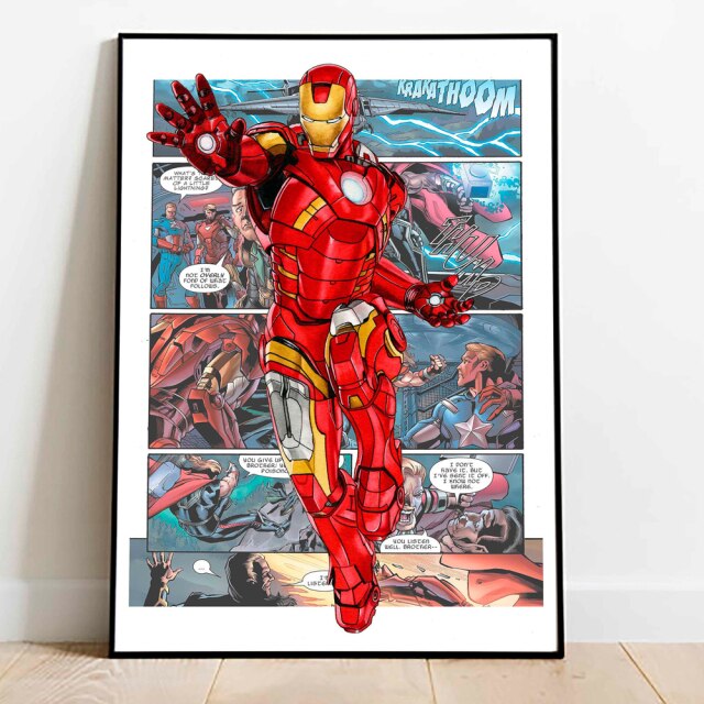 Avengers Comic Posters Marvel Superhero Canvas Painting Iron Man Captain America Print Wall Art Picture Boy Room Home Decoration