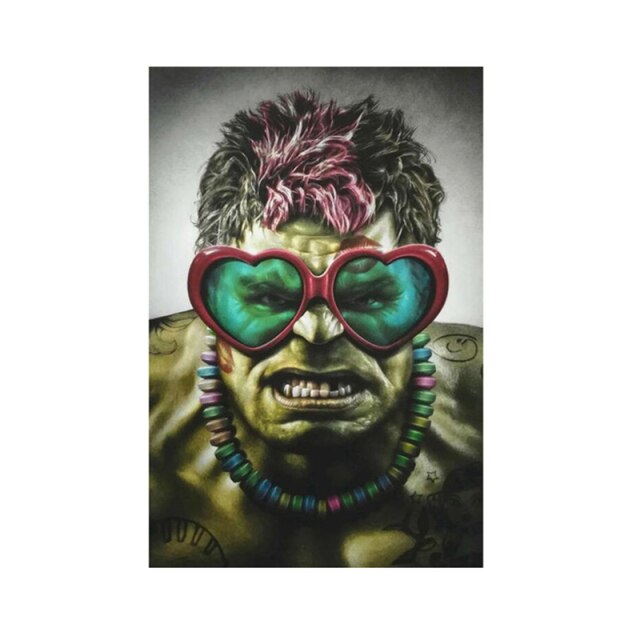 Marvel Superhero Hulk with Glasses Canvas Painting Posters and Prints Comic on Wall Art for Living Room Home Decor Picture