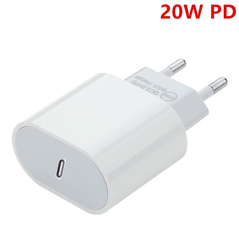 PD 20W USB Charger EU Adapter Fast Phone Charge Plug For iPhone 12 11 X Xs Xr Pro iPad Xiaomi Redmi note 9s 9 pro LG Samsung S21