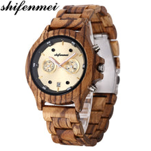 Load image into Gallery viewer, Shifenmei Wooden Mens Watches Brand Luxury Military Quartz Watch Business Wristwatch Date Dispaly Clock Male Gifts
