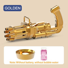 Load image into Gallery viewer, Electric Bubble Machine Black Gold Gold Gatling Bubble Gun Children Automatic Bubble Blowing Toy Gun Fan Combo Function
