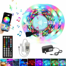 Load image into Gallery viewer, LED Strip Lights SMD 5050 2835 Sync Music Bluetooth RGB with 44 keys IR Remote Controller set DC 12V Power Supply 5m 10m US EU
